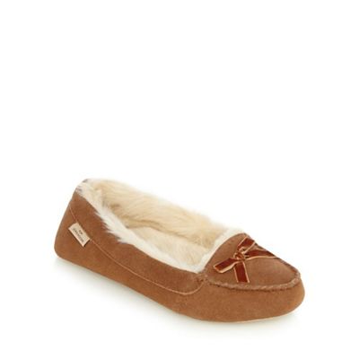 RJR.John Rocha Tan suede faux fur moccasins